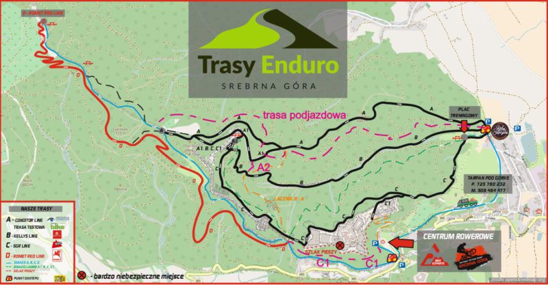 Polskie singletracki 2017-2018: Trasy Enduro Srebrna Góra mapa tras 2017