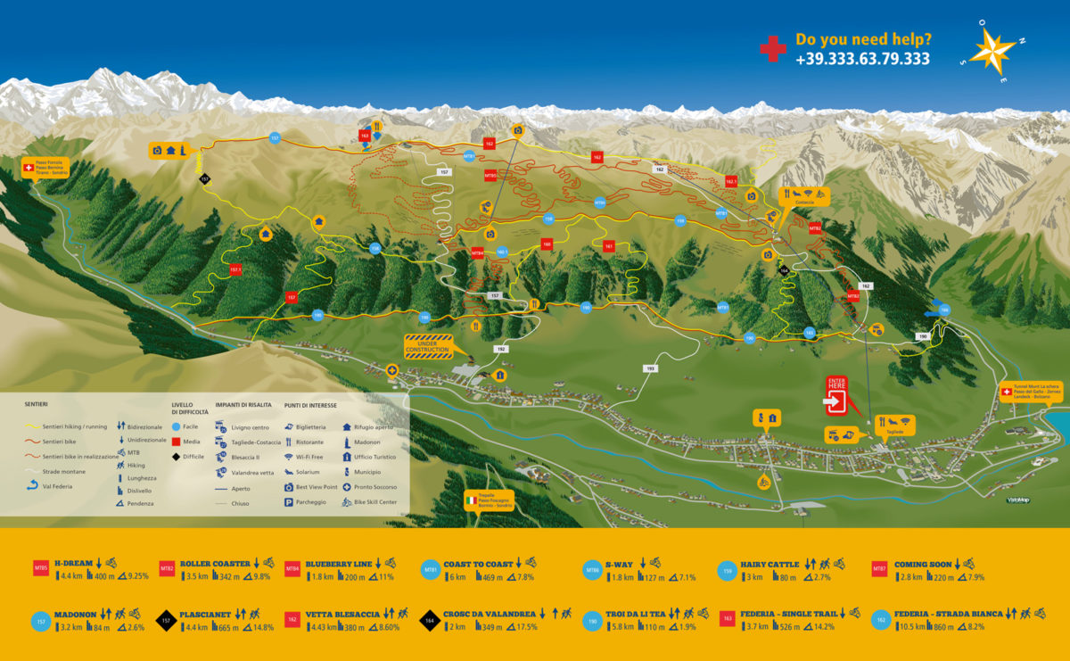 Bikepark Carosello 3000 - mapa tras MTB