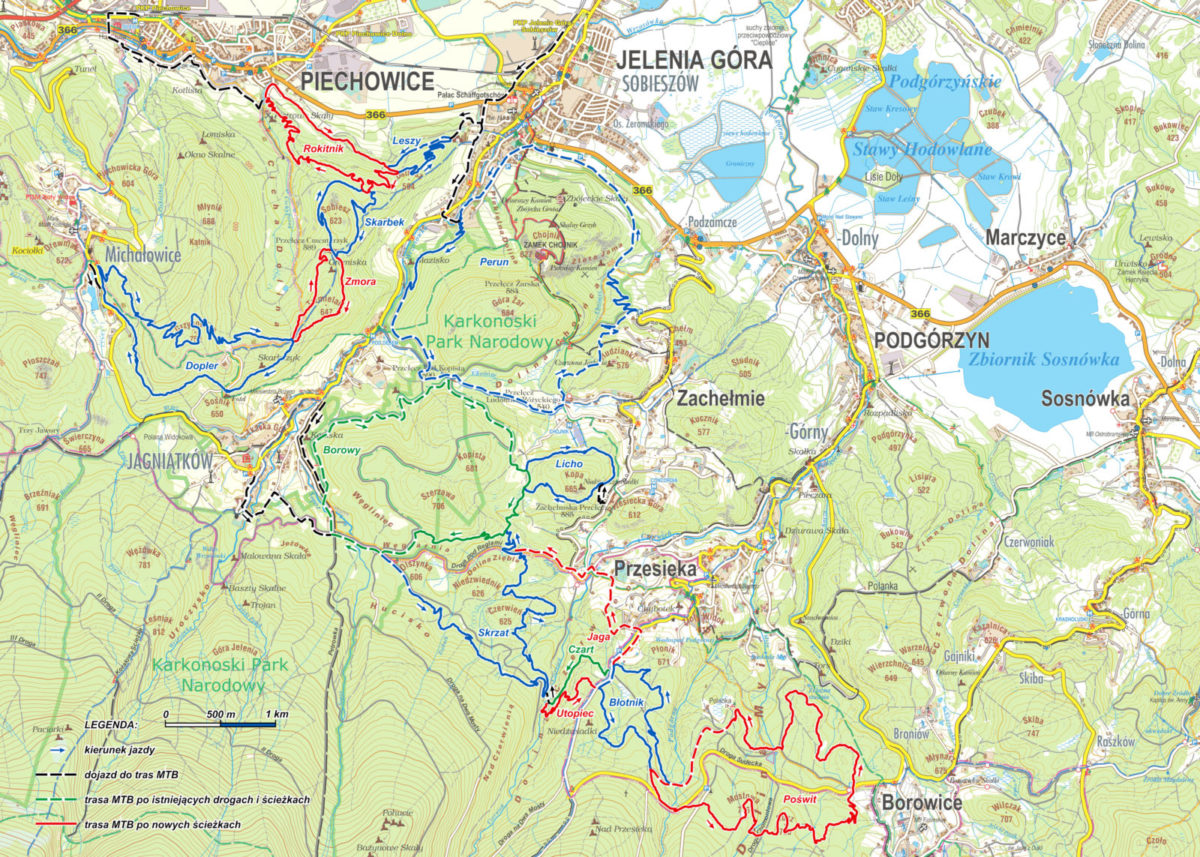 Pasmo Rowerowe Olbrzymy - mapa tras