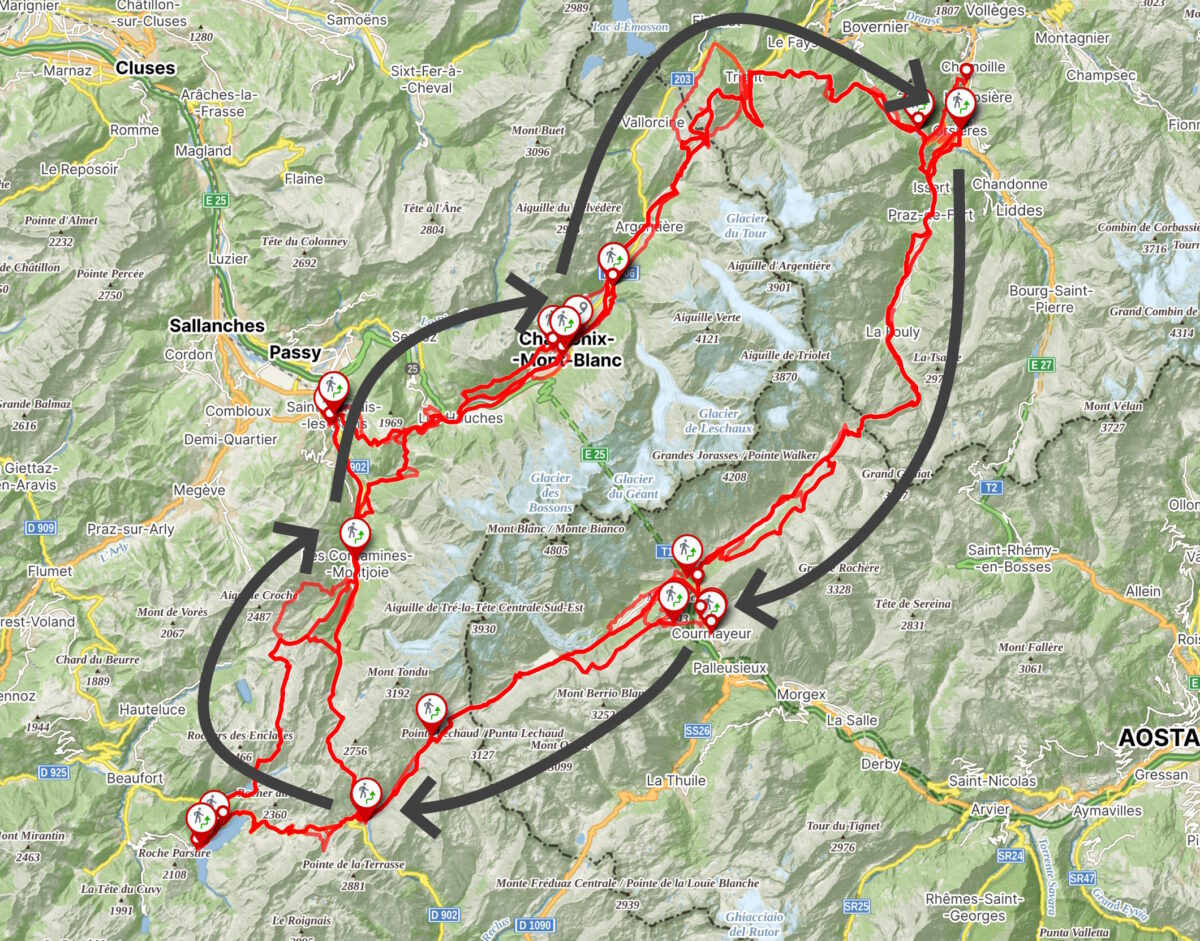 Trasa Tour du Mont Blanc Enduro MTB - mapa i tracki GPX